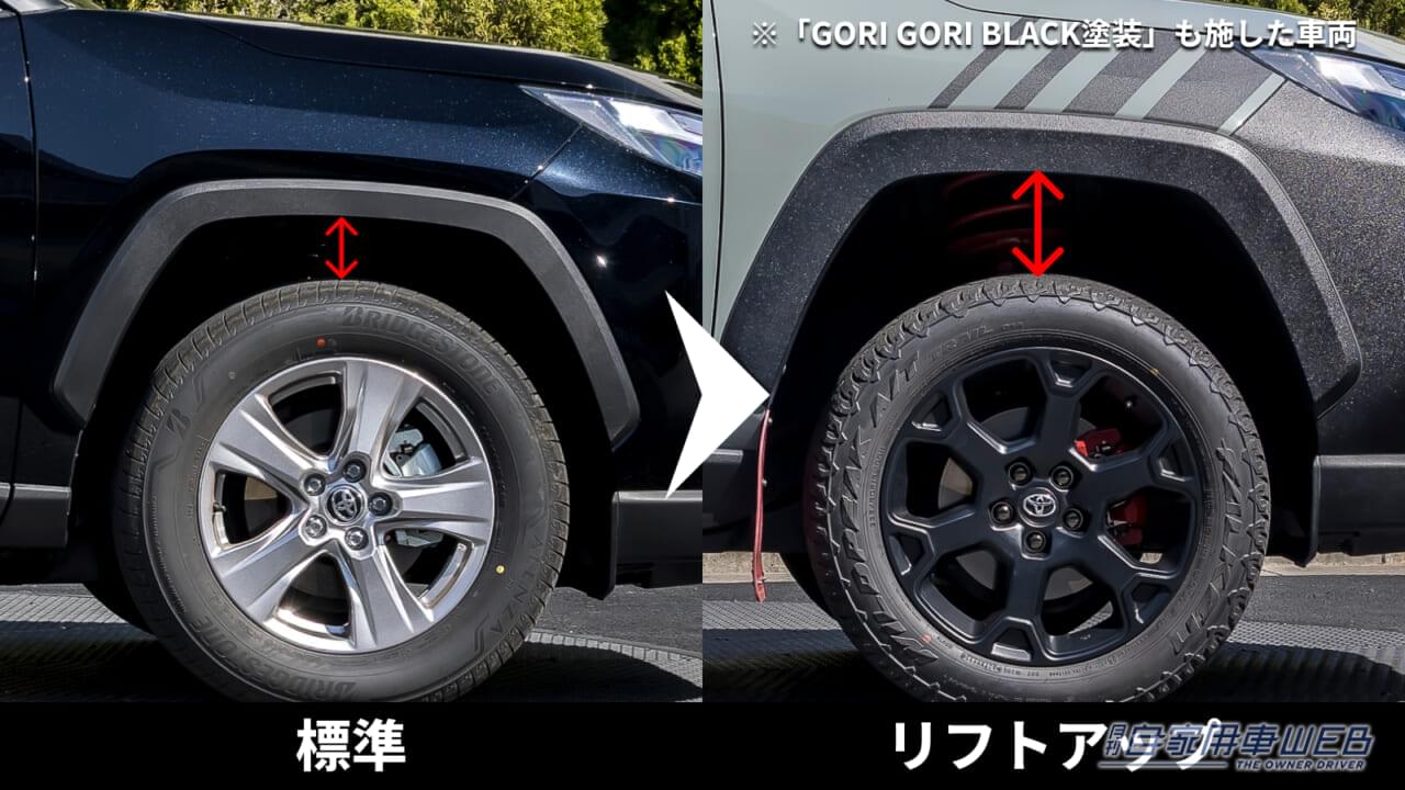 トヨタアップグレードファクトリー RAV4カスタム|【トヨタ】50系RAV4をさらにタフに!安心の「純正リフトアップ」&「ゴリゴリブラック塗装」モールが新登場