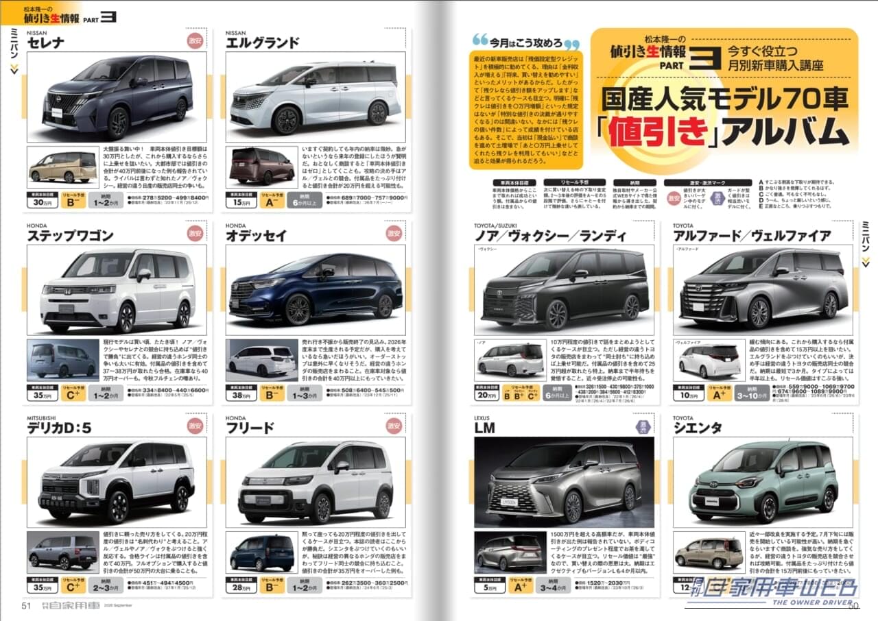月刊自家用車2026年9月号｜【月刊自家用車10月号発売】すごいぜ日産！「新型エルグランド」「新型キックス」のすべて/新型レヴォーグレイバック全研究/新型フィット＆N-BOX最新情報/最新注目モデル攻略大作戦/新車値引き生情報etc.