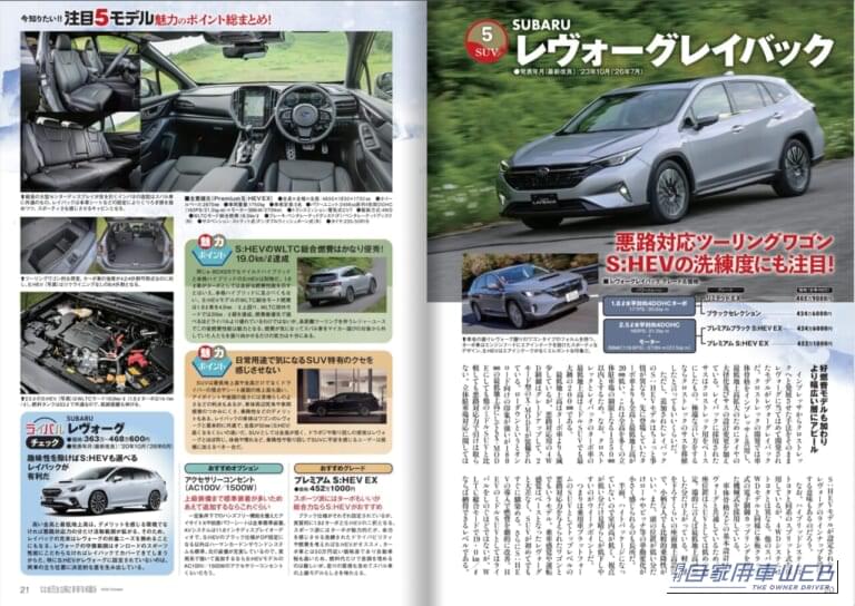 月刊自家用車2026年10月号｜【月刊自家用車10月号発売】最新人気TOP5魅力“再”研究「キックス」「エルグランド」「CX-5」「RAV4」「レヴォーグレイバック」/買うならどっち？売れ筋22モデル対決/ジムニーノマドの実力解剖/新車値引き生情報etc.