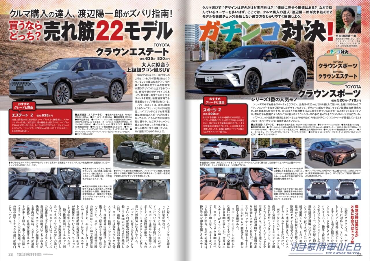 月刊自家用車2026年10月号｜【月刊自家用車10月号発売】最新人気TOP5魅力“再”研究「キックス」「エルグランド」「CX-5」「RAV4」「レヴォーグレイバック」/買うならどっち？売れ筋22モデル対決/ジムニーノマドの実力解剖/新車値引き生情報etc.