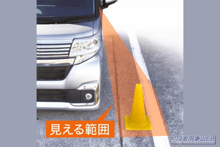 カーメイトの補助ミラー サイドアンダー用で見える範囲を解説した画像｜「コレめっちゃいいじゃん！」運転の不安が解消された！ あらゆる車種に対応。死角をフォローしてくれる便利なアイテムを紹介！［カーメイト・CZ496 補助ミラー サイドアンダー用］