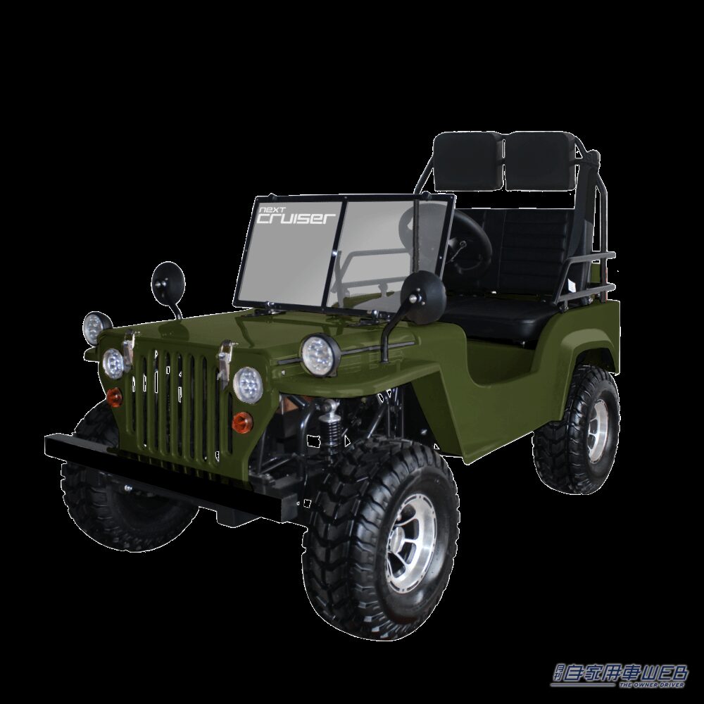 標準色のダークグリーン｜「公道を走れるミニジープ」で三浦半島を観光!? EVミニカー「ネクストクルーザー」に乗って海岸線や城ヶ島を巡る新ツアー