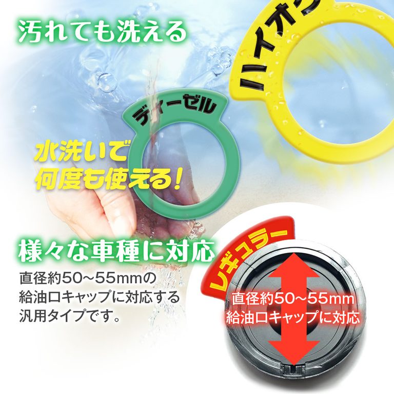 MAXWINの給油間違い防止ガソリンリング ｜「これは盲点だわ…」あらゆる車種に対応。給油時の油種間違いトラブルを未然に防止。低コストなアイデアグッズを紹介！［MAXWIN 給油間違い防止ガソリンリング K-RG01］