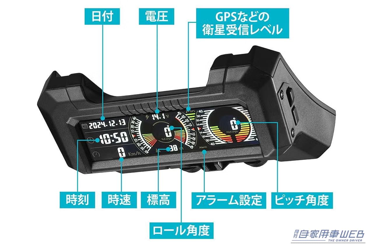 ｜「デッドスペースにぴったりハマる」コックピット感が一気に高まる！ 様々な車両情報を画面に表示。［カーメイト・ジムニー専用デジタルランドメーター］