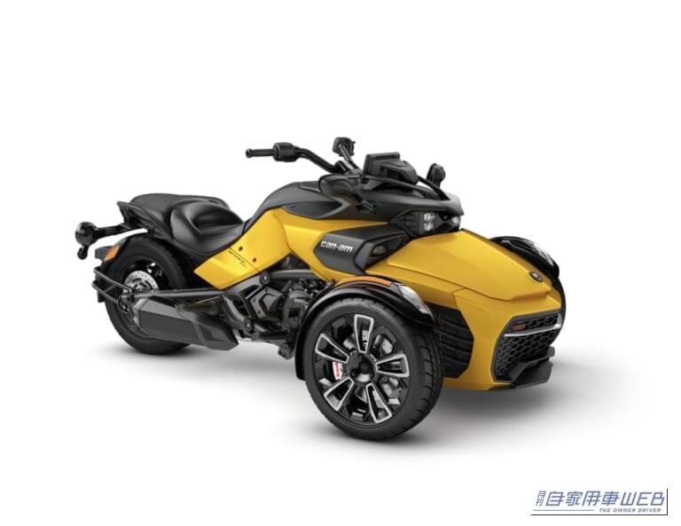 Spyder F3-S サーキットイエローメタリック|「187万円~」「前2輪・後1輪」AT普通免許でツーリングが楽しめる!? 3輪「Can-Am」新型Rykerなど2027年モデル7車種を発表