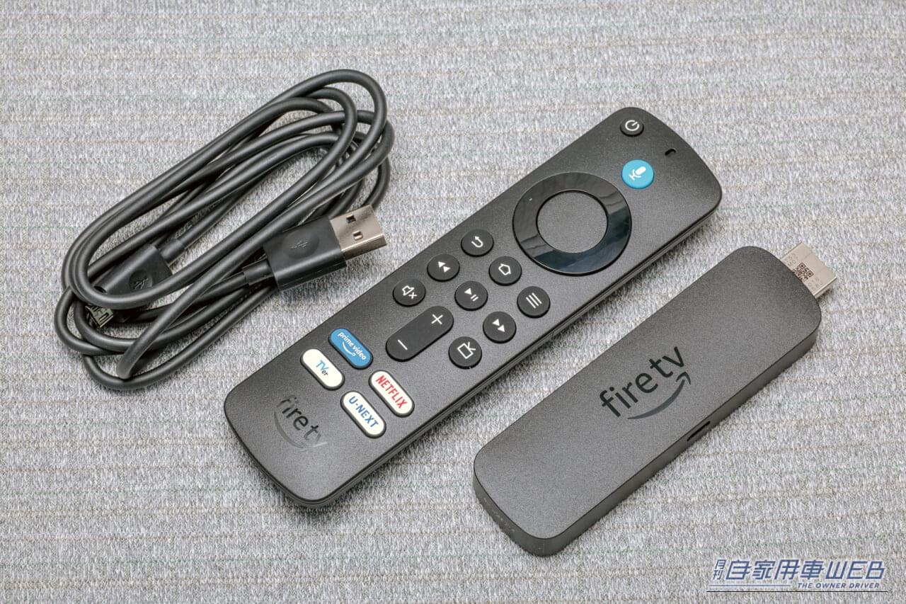 今回使用したのはAmazon Fire TV Stick｜BEVと相性抜群！　静粛性の高い車内を極上シアターに変えるデータシステム「USB KIT」