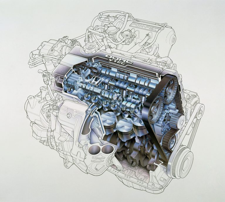 シビックSiRに搭載されたB16A VTECエンジン|「かつて、腕利き職人のみが組み立てることができた特別なメカニズム=DOHC」その緻密なメカニズムを量産化させた日本の生産技術の凄さ
